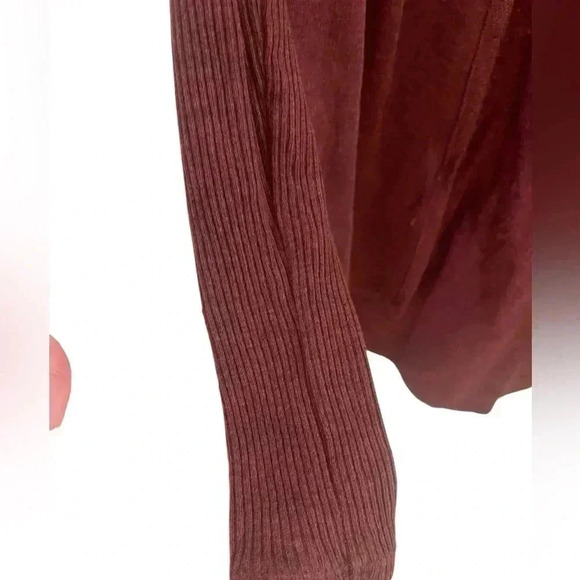 Lucy activewear open front cardigan ribbed sleeves XS burgundy cherry cola - Picture 3 of 11